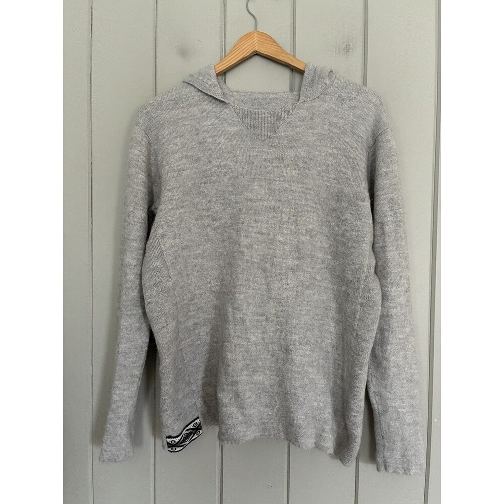 Women's Paka Alpaca Blend Gray Hooded Sweater L Large Long Sleeves Super Soft